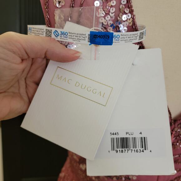 Mac Duggal 5445 Purple Pink 4 Embellished Cap Sleeve Evening Gown Formal Dress - Picture 4 of 13